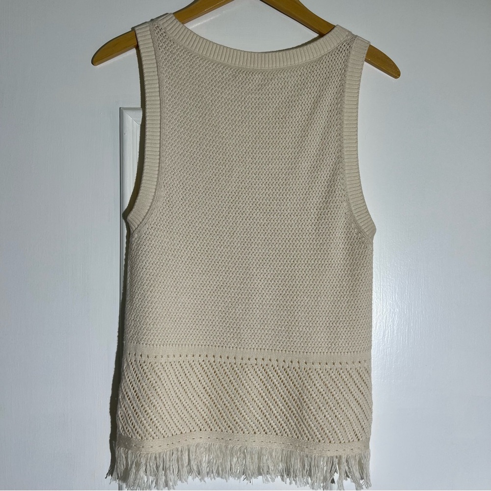 Ramy Brook Cream Knit Fringe Tank Top - Picture 8 of 8